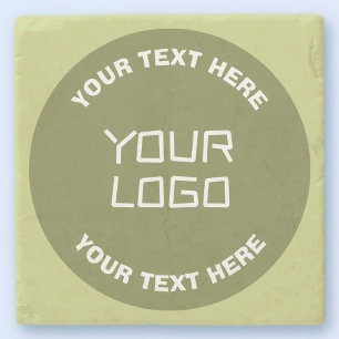 Uploaded Logo or Design & Editable Text Any Colour Stone Coaster