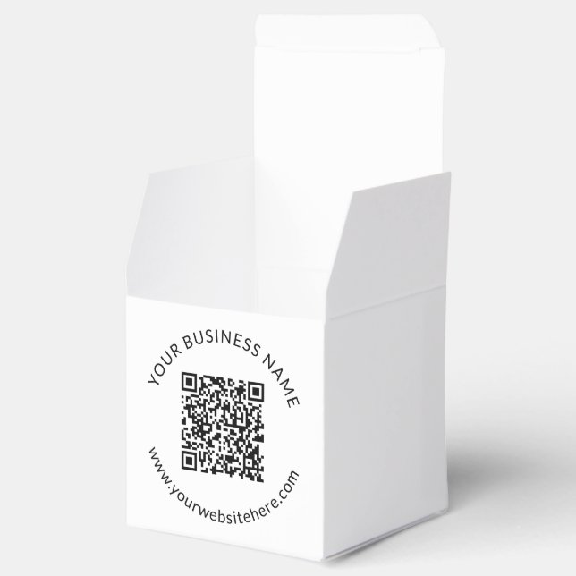 Uploaded QR code Template with Editable Text Favour Box (Opened)