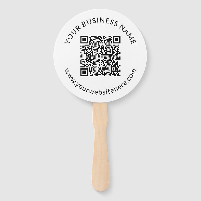 Uploaded QR code Template with Editable Text Hand Fan (Front)