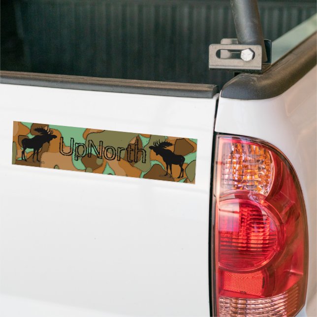 UpNorth Moose Silhouette Camo Lite  Bumper Sticker (On Truck)