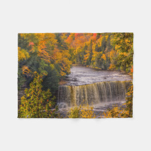 Upper Falls with Fall Colours Fleece Blanket