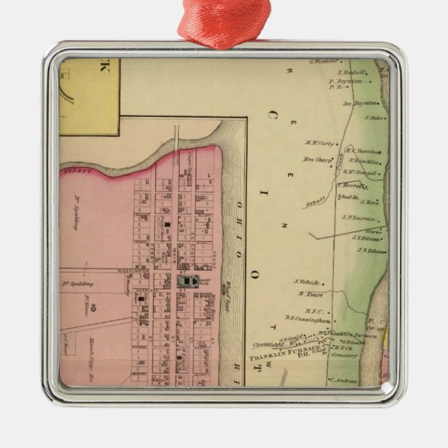 Upper Ohio River and Valley 3 Metal Tree Decoration (Front)