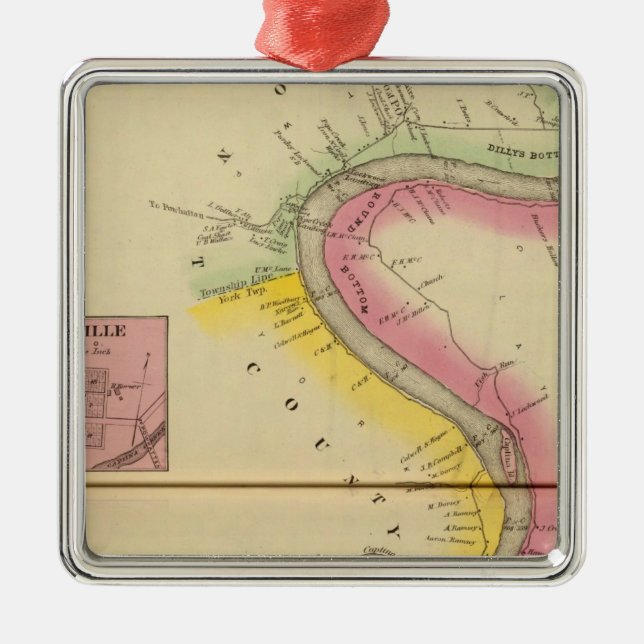 Upper Ohio River and Valley 3 Metal Tree Decoration (Front)