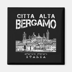 Upper old city (Citta Alta) in Bergamo, Italy. Magnet
