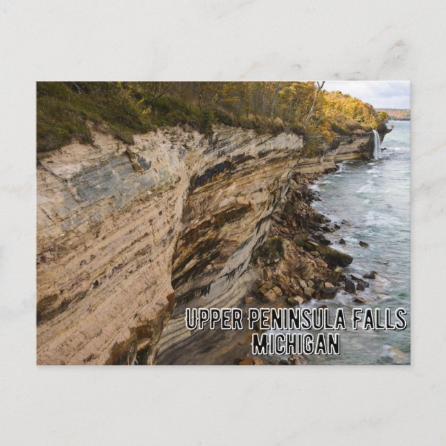 Upper Peninsula Falls Michigan Postcard (Front)