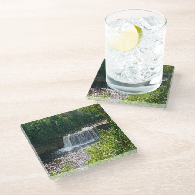 Upper Tahquamenon Falls State Park, MI Glass Coaster (Angled)