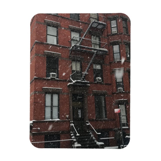Upper West Side Brownstone Fire Escape NYC Snow Magnet (Vertical)
