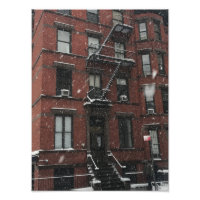 Upper West Side Brownstone Fire Escape NYC Snow