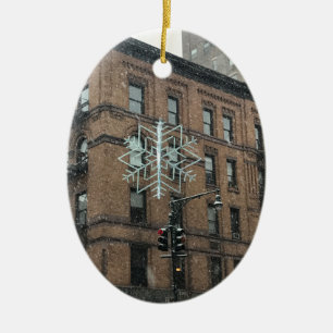 Upper West Side Snowflake NYC Winter Holiday Ceramic Tree Decoration