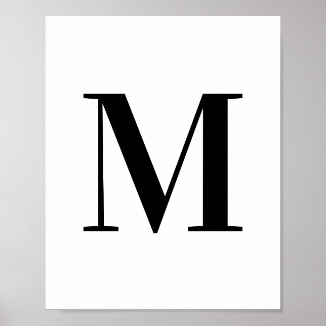Uppercase Letter M Monogram Black and White Poster (Front)