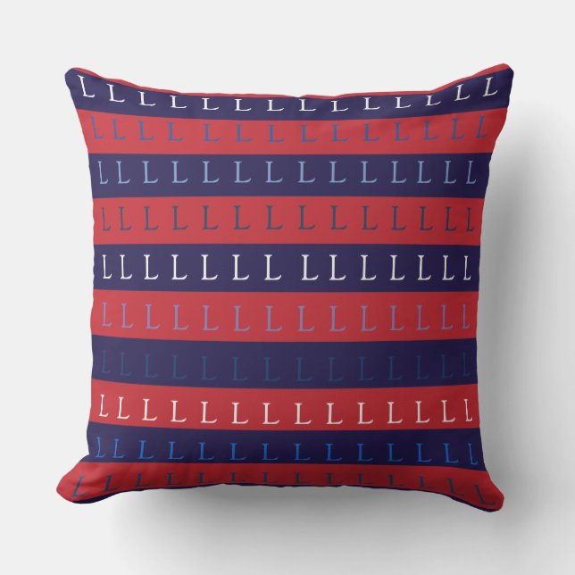 uppercase letter of your name on striped red blue outdoor cushion (Front)
