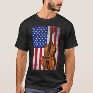 Upright Bass American Flag Patriotic Double Bass T-Shirt