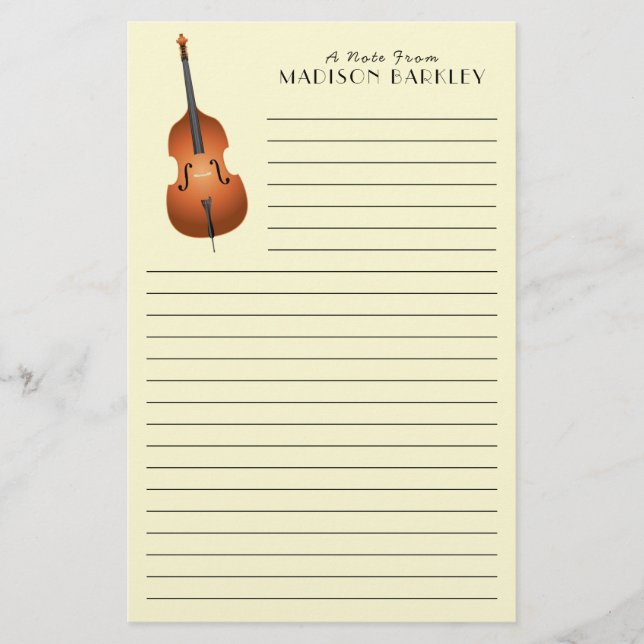 Upright Bass Musician Music Teacher Jazz Band Stationery (Front)