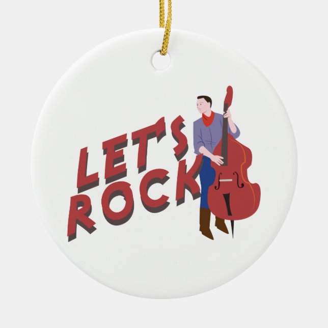 Upright Bass Player Ceramic Tree Decoration (Front)