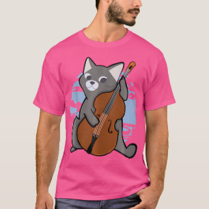 Upright Bass Playing Cool Jazz Cat Gift Design T-Shirt