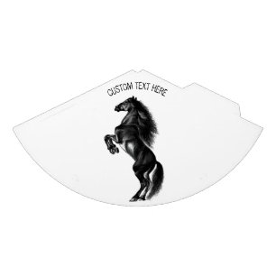 Upright Black Wild Horse - Black and White Drawing Party Hat