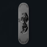 Upright Black Wild Horse - Drawing - Add Your Text Skateboard<br><div class="desc">Upright Black Wild Horse - Black and White Drawing Animal Art Mustang Horses by MIGNED - Add Your Unique Text / Choose your favourite colours - Resize and move or remove elements with customisation tool ! You can also transfer my designs to more than 1000 Zazzle products.</div>