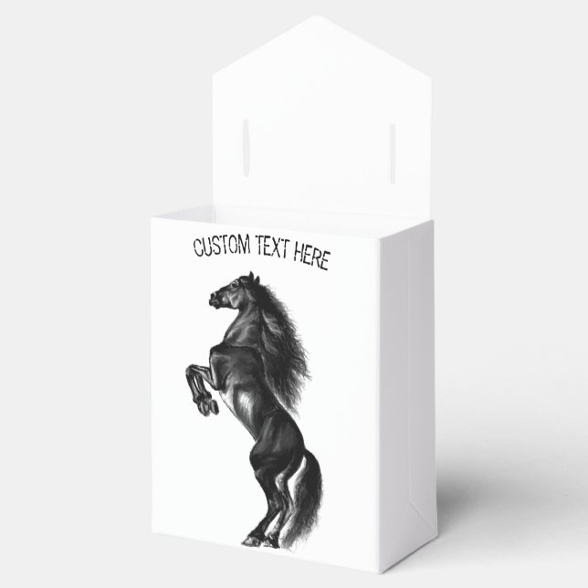 Upright Black Wild Horse Gift Box with Custom Text (Opened)