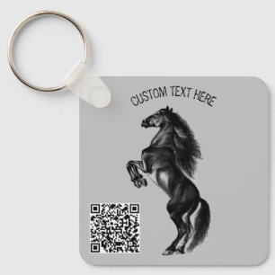 Upright Black Wild Horse Keychain - Custom Text