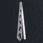 Upright Black Wild Horse Neck Tie - Your Colours<br><div class="desc">Neck Ties with Upright Black Wild Horse - Black and White Drawing Animal Art Mustang Horses by MIGNED - Choose / Add your favourite colours - Resize and move or remove elements with Customisation tool !</div>