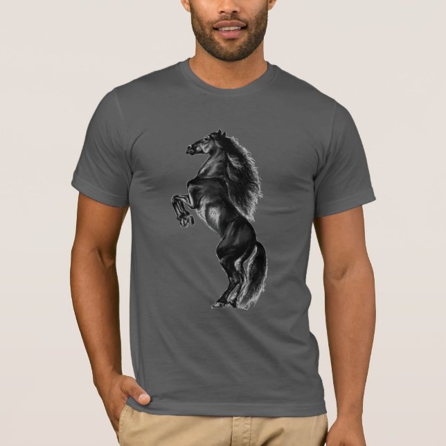 Upright Black Wild Horse T-Shirt (Front)