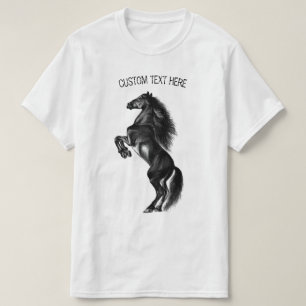 Upright Black Wild Horse T-Shirt with Custom Text