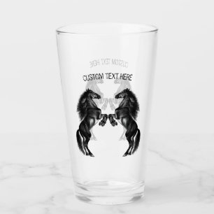 Upright Black Wild Horses - Add Your Text / Colour Glass
