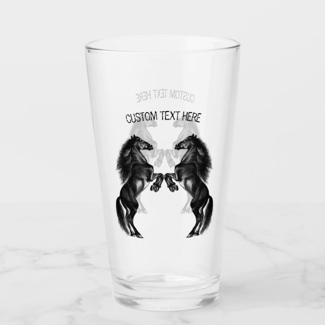 Upright Black Wild Horses - Add Your Text / Colour Glass (Front)