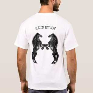 Upright Black Wild Horses T-Shirt with Custom Text