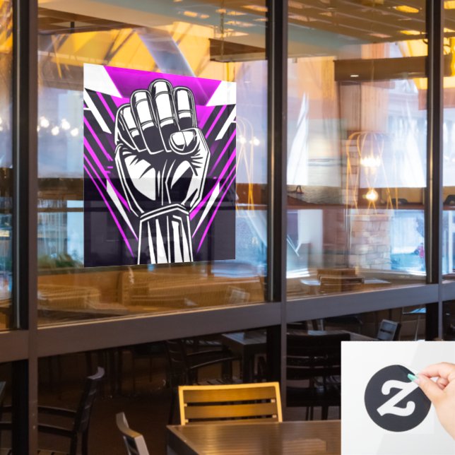 UPRIGHT FIST Comic-scope Window Cling (Restaurant Window)