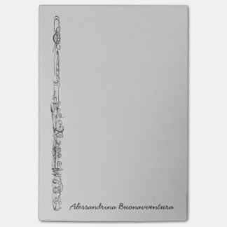 Upright Flute Sketch Customisable Name Post-it Notes