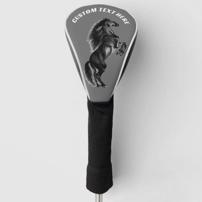 Upright Horse Golf Head Cover Personalised Text (Front)