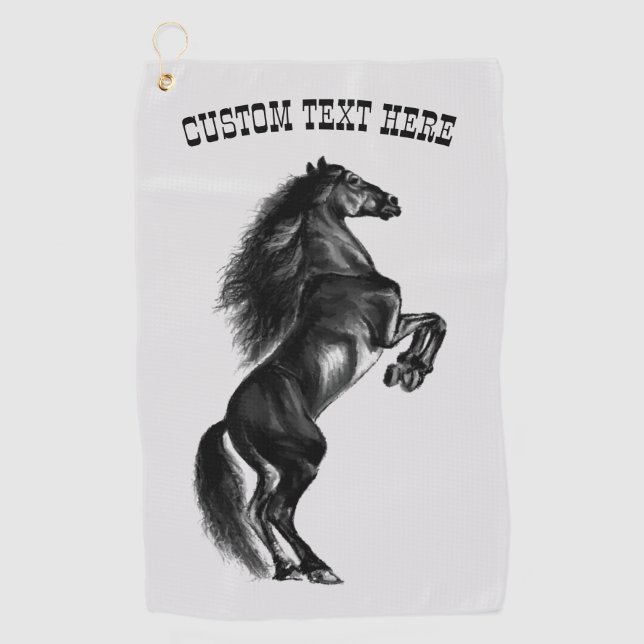 Upright Horse Golf Towel Custom Text and Colours (Front)