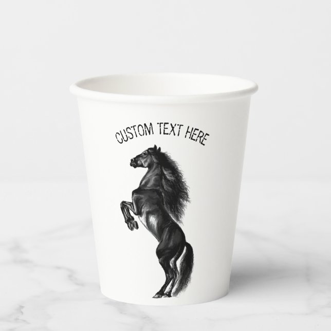 Upright Horse Paper Cups with Custom Text (Front)
