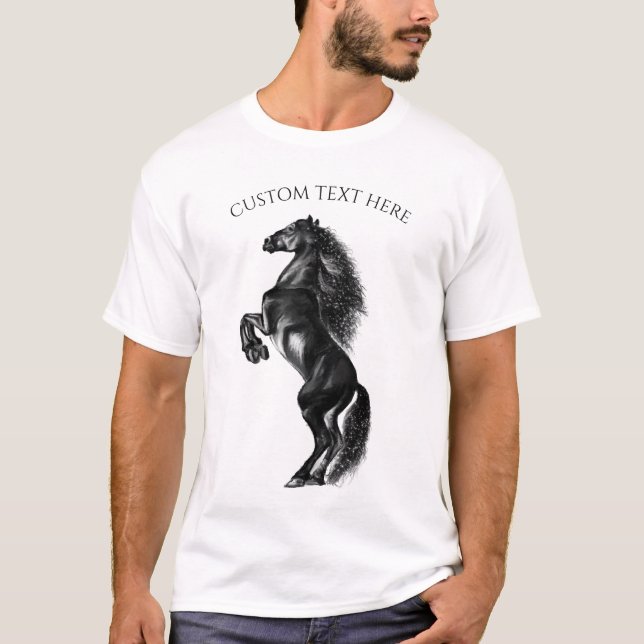Upright Horse T-Shirt with Custom Text - Name (Front)