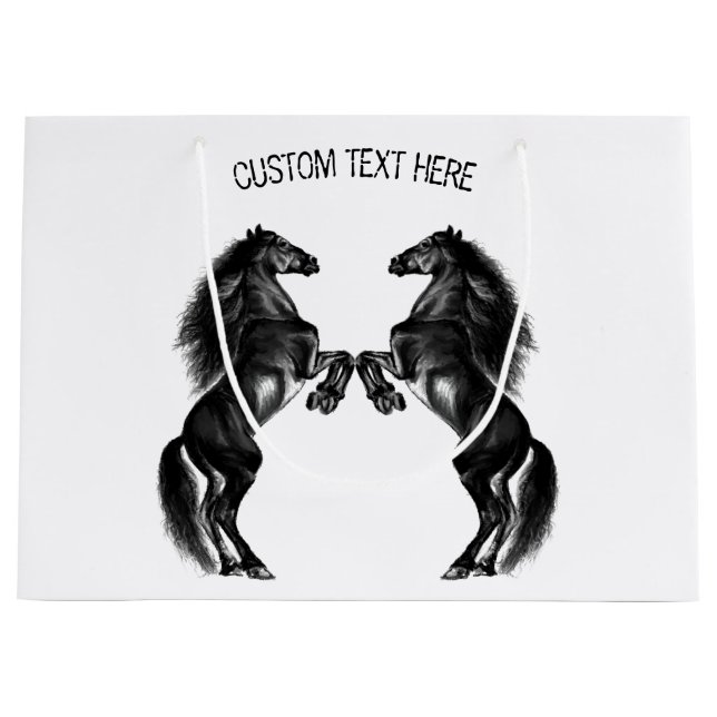 Upright Horses Gift Bag with Custom Text (Front)