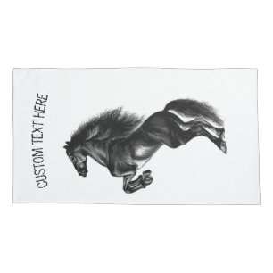 Upright Horses Pillow Case with Custom Text