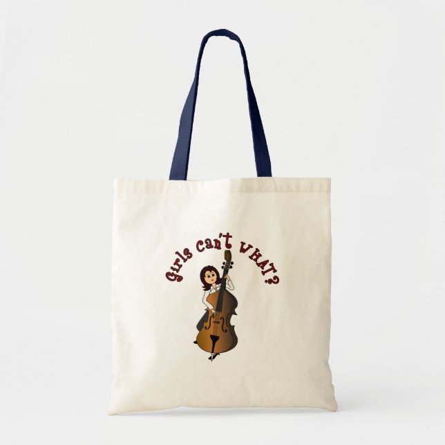 Upright String Double Bass Girl Tote Bag (Front)