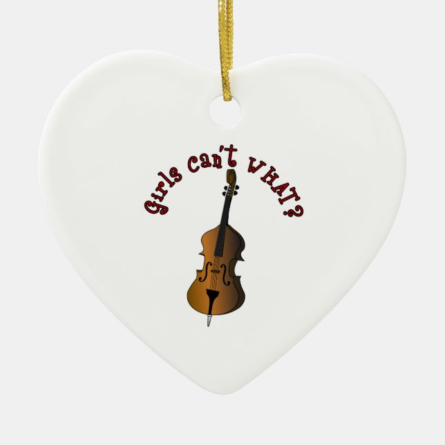 Upright String Double Bass Player Ceramic Tree Decoration (Front)