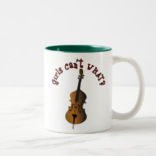 Upright String Double Bass Player Two-Tone Coffee Mug
