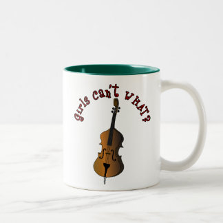 Upright String Double Bass Player Two-Tone Coffee Mug