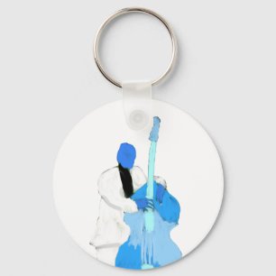 uprightbassplayerBlueWhiteversion Key Ring