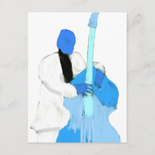 uprightbassplayerBlueWhiteversion Postcard