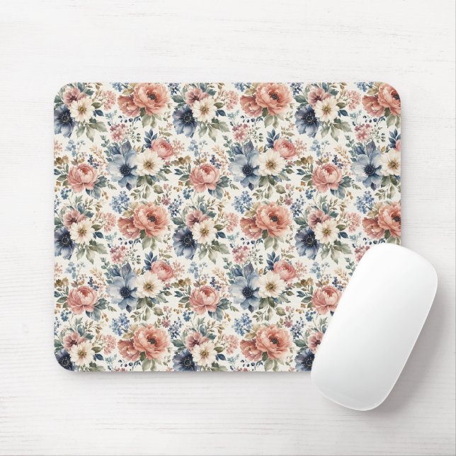 Upscale Hand-Painted Watercolor Clusters Mouse Pad (With Mouse)