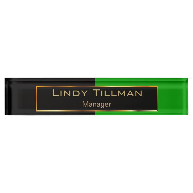 Upscale Lime Green and Black Nameplate (Front)