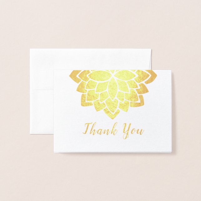 Upscale Luxe Gold Lotus Design  Mandala Foil Card (Front With Envelope)