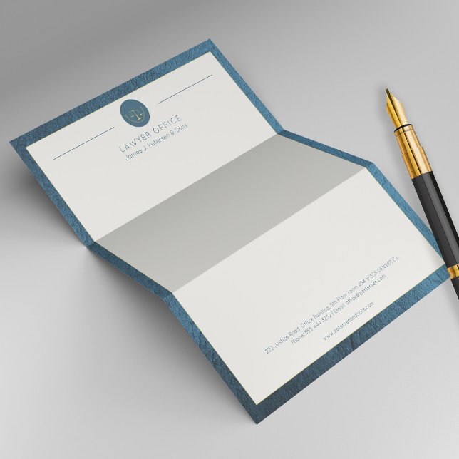 Upscale office blue leather look and gold lawyer custom letterhead (Creator Uploaded)