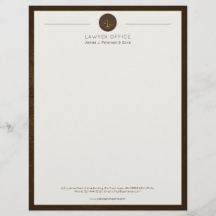 Upscale office brown leather look and gold lawyer custom letterhead