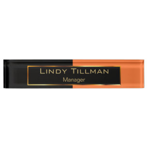 Upscale Orange and Black Nameplate