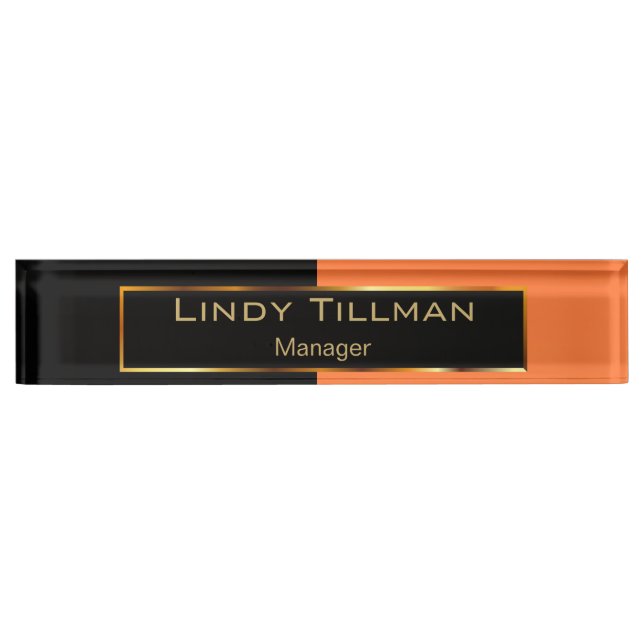 Upscale Orange and Black Nameplate (Front)